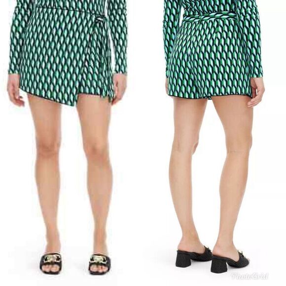 DVF X Target Side Wrap Arrow Geo Green Mini Skort Skirt - Picture 3 of 9